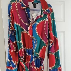 Ashley Stewart Multicolor Chain Print Dress